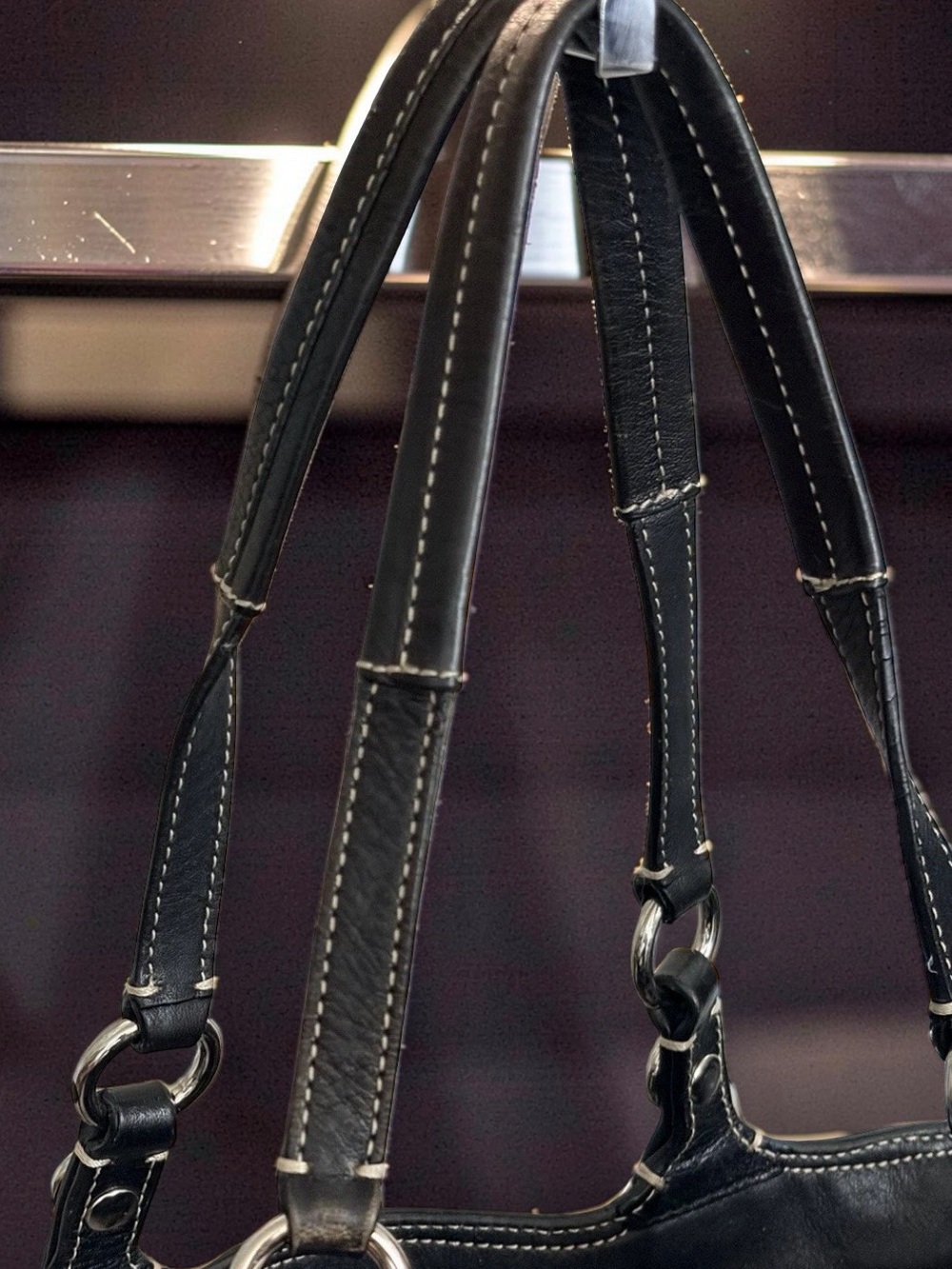 Classic Coach Black Leather Hobo Crossbody Tote - Picture 15 of 16